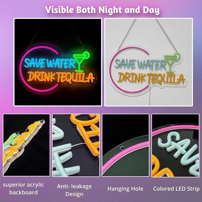 Decorit Save Water Drink Tequila Neon Sign